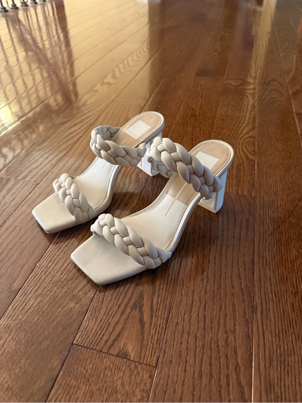 Dolce Vita Women's Paily Braided Double Strap High Heel Sandals in Ivory